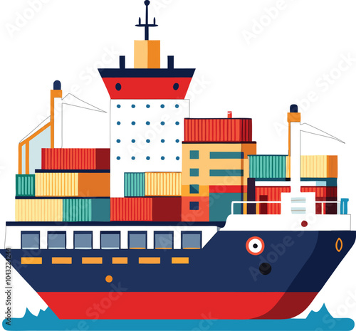 container cargo ship vector illustration graphic design 