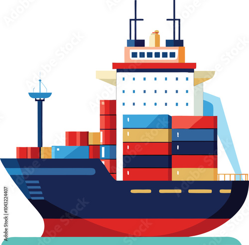 container cargo ship vector illustration graphic design 