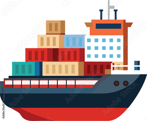 container cargo ship vector illustration graphic design 