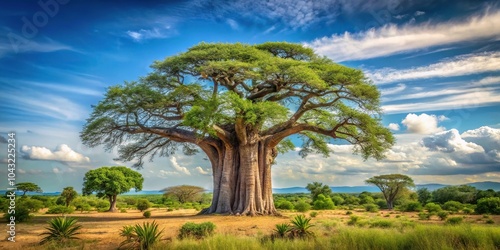 Remarkable baobab tree in African forest photo