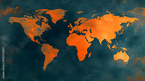 Fototapeta Naklejka Na Ścianę i Meble -  Orange World Map Illustration