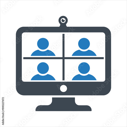 Video call icon. Working from home icon