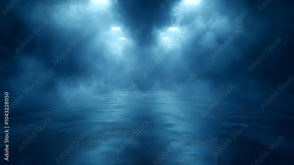 Blue Abstract Background with Smoke and Lights Blue Abstract Background with Smoke and Lights