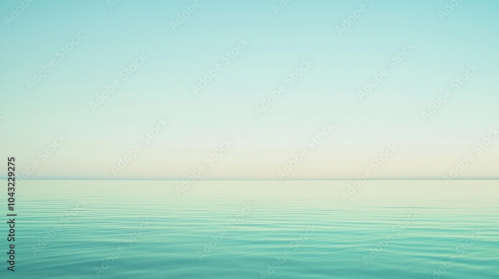 Obraz premium The calm ocean under a pastel sky creates a peaceful scene, perfect for relaxation and mindfulness. Ideal for summer themes, the image invites viewers to unwind by the sea