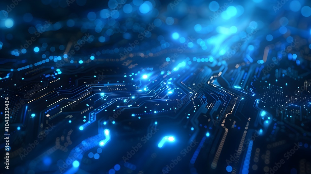 Futuristic Abstract Neon Blue Circuit Background with High Tech Digital Lighting and Cyber Technology Elements Futuristic Abstract Neon Blue Circuit Background with High Tech Digital Lighting and Cyber Technology Elements