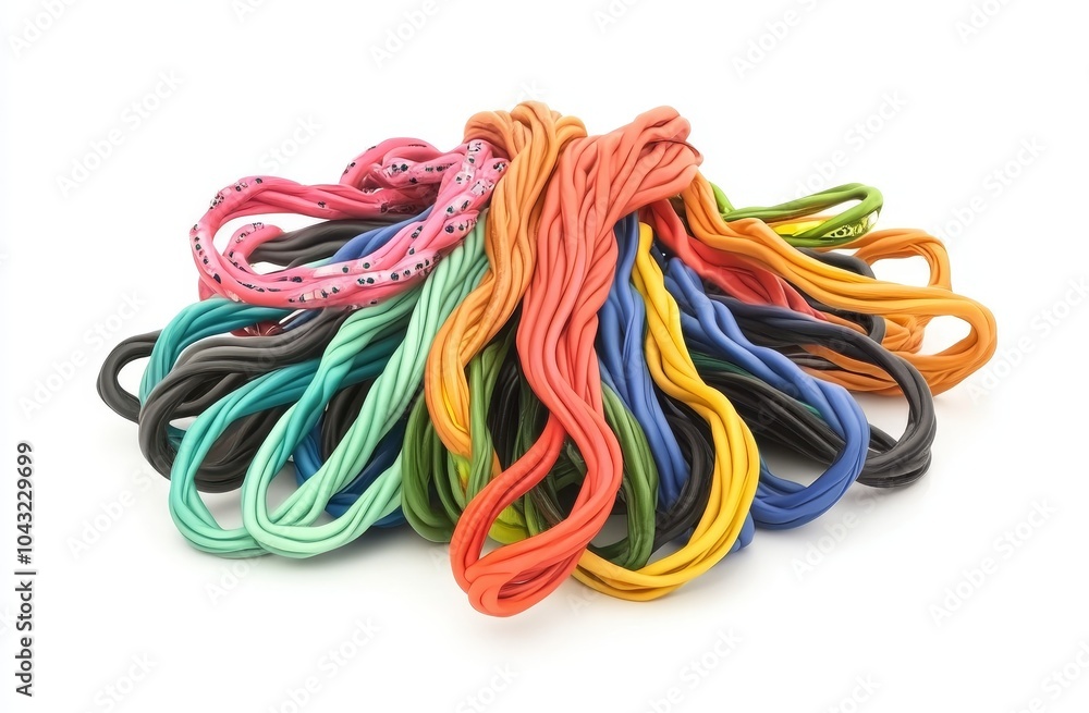 Cables and wires from telecommunication networks isolated on white Cables and wires from telecommunication networks isolated on white