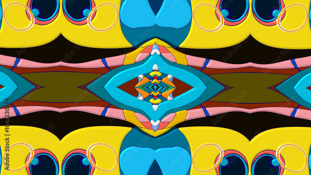 Fototapeta premium Colorful symmetrical abstract kaleidoscope background pattern for summer 