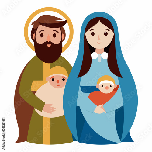 Mary and joseph with baby jesus vector illustration on white background