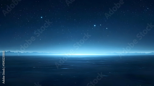 Night Sky Over Frozen Lake Illustration