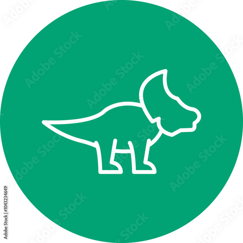 Triceratops line circle icon