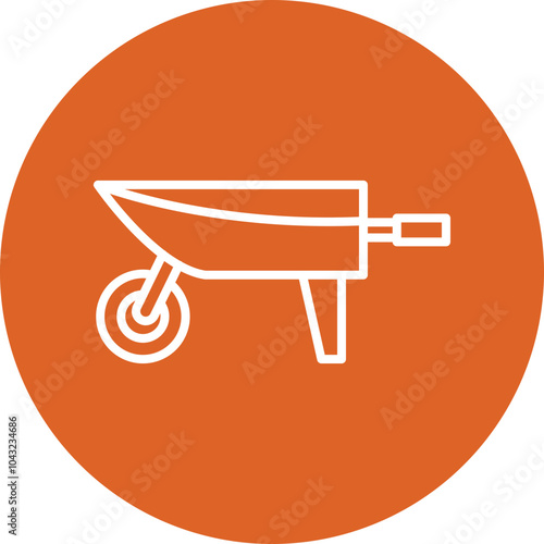 Wheelbarrow line circle icon