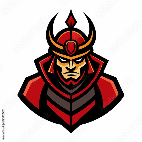 Samurai warrior mascot logo, detailed helmet and traditional 