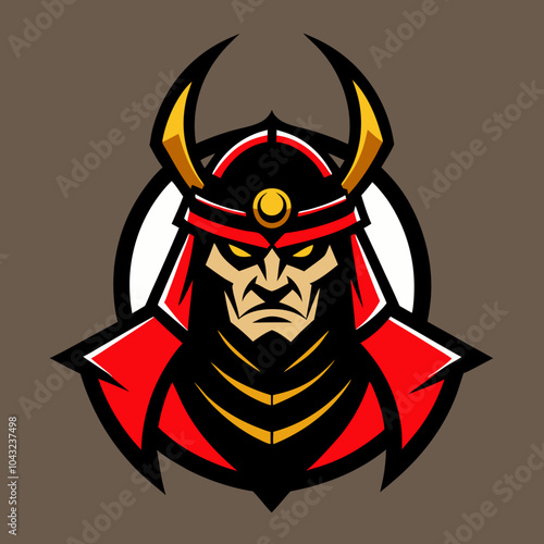 Samurai warrior mascot logo, detailed helmet and traditional 