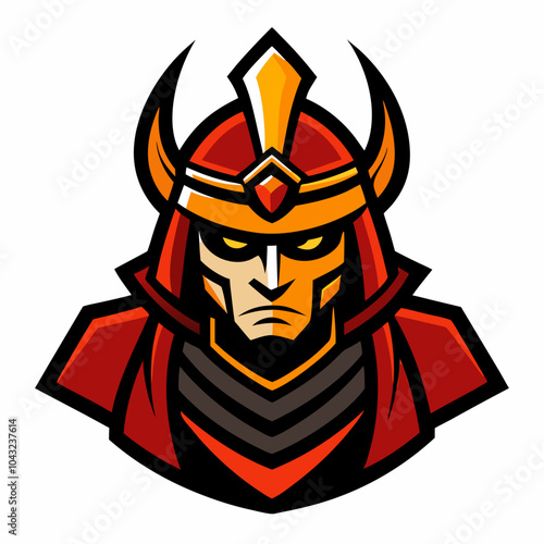 Samurai warrior mascot logo, detailed helmet and traditional 