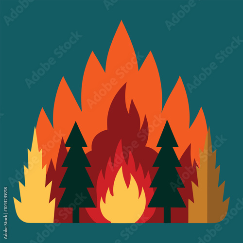 Forest Fires vector Illustration