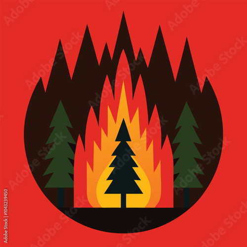 Forest Fires vector Illustration