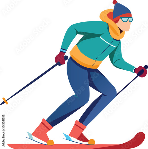 skiing man winter sports vector illustration graphic design