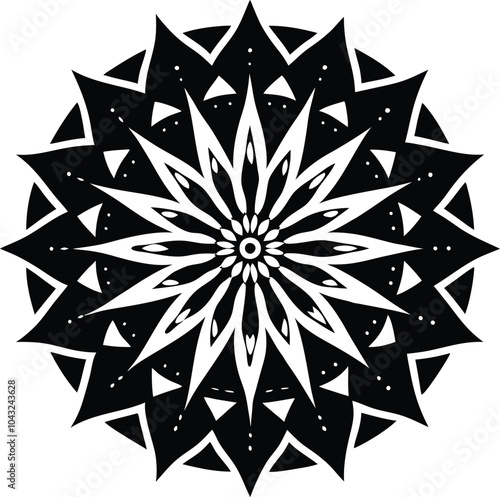 Ornamental round doodle flower isolated on white background Black outline mandala.
