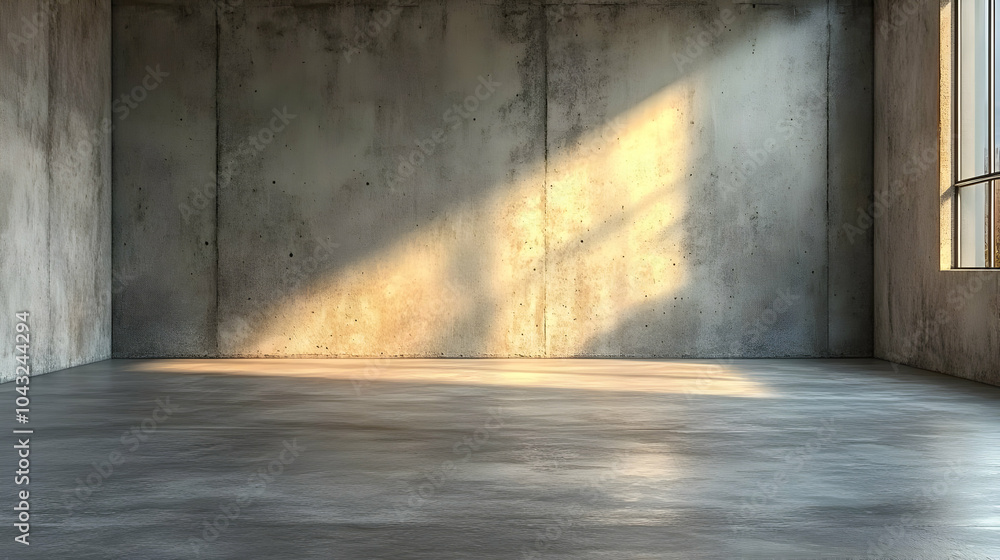 Empty Concrete Room with Sunlight 3D Render Empty Concrete Room with Sunlight 3D Render