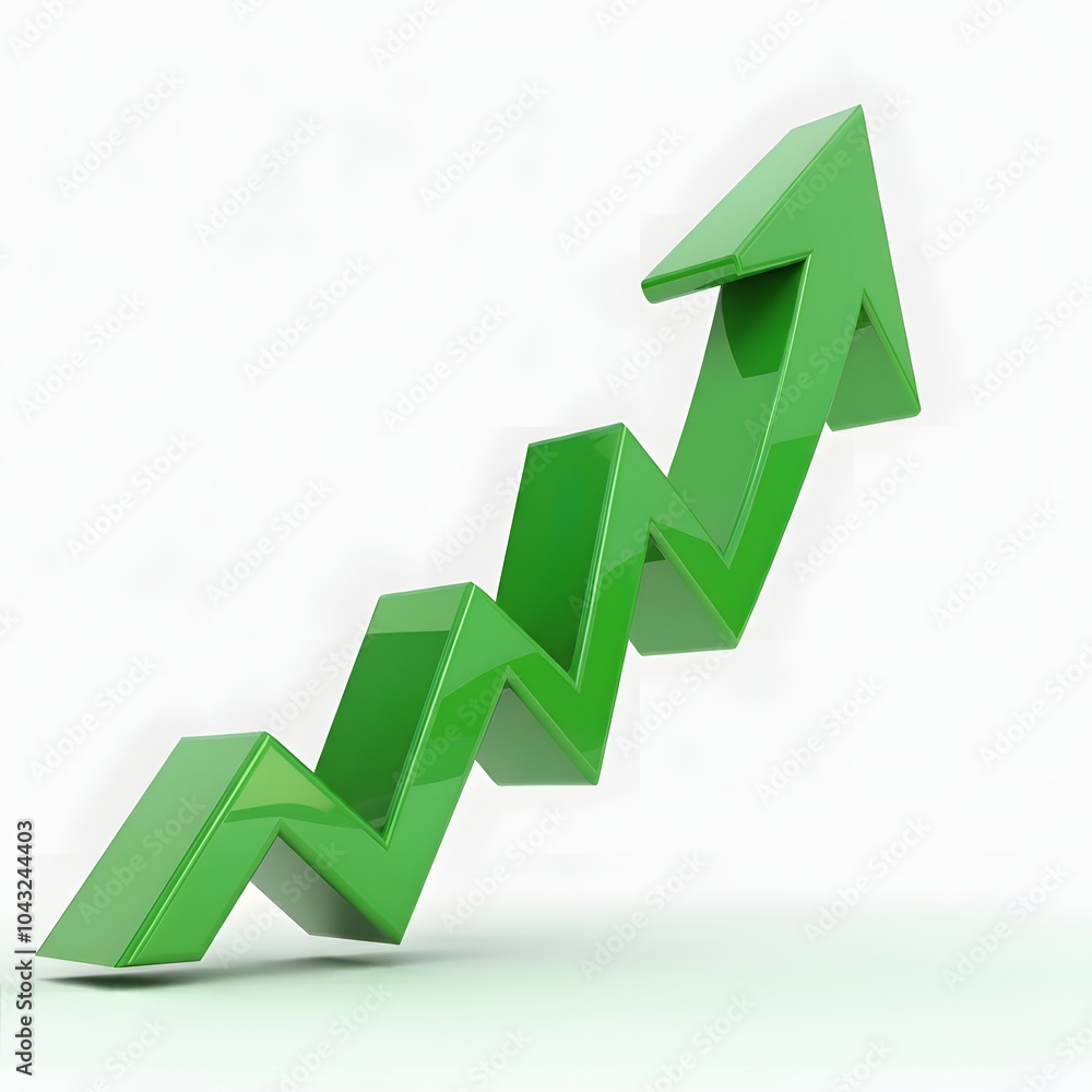 Rising Business Growth Chart with Green Arrow Uptrend - Financial Success Concept Rising Business Growth Chart with Green Arrow Uptrend - Financial Success Concept