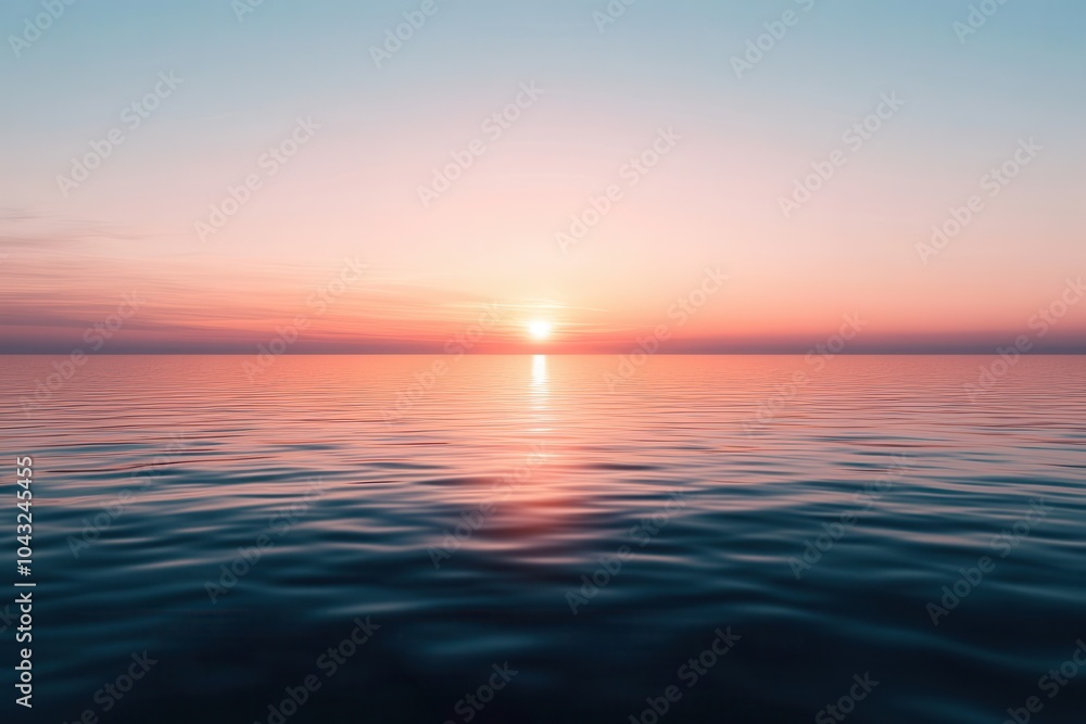 Fototapeta premium Tranquil sunset reflecting on a serene lake, capturing the essence of calmness in minimal detail.