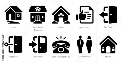 A set of 10 mix icons as home, residential property, house