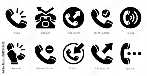 A set of 10 mix icons as calling, contact, call forward