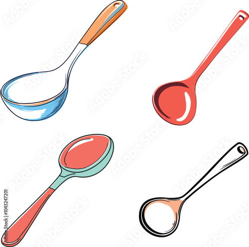 Variety of Kitchen Ladles in Different Colors and Designs for Culinary Use