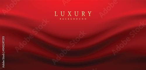 Red curtain vector illustration. Realistic 3d vintage luxury banner for awards ceremony, elegant frame invitation on royal curtain mantle background.