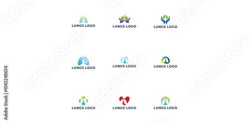 Set of Lungs logo.  lungs  care logo designs for medical service and consult