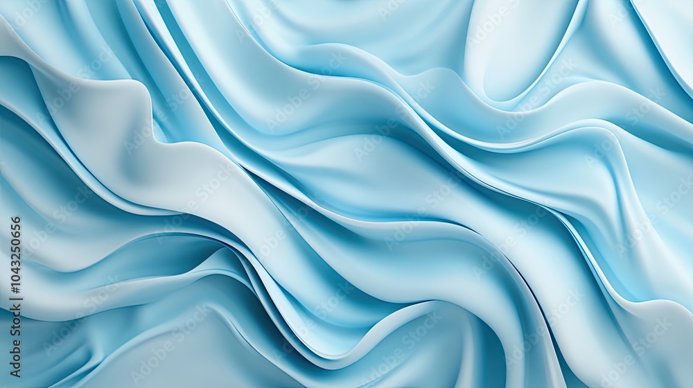 Obraz premium Soft, flowing blue fabric creates a serene and elegant texture, capturing light and shadow in a visually calming manner.