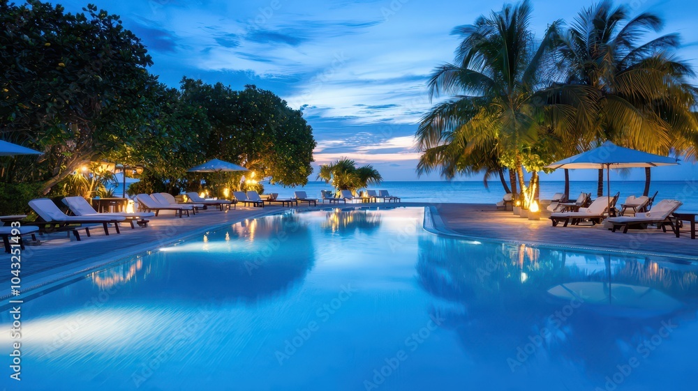 Exclusive luxurious swimming pool with sparkling water, offering a refreshing ambiance for relaxation and leisure. Exclusive luxurious swimming pool with sparkling water, offering a refreshing ambiance for relaxation and leisure.