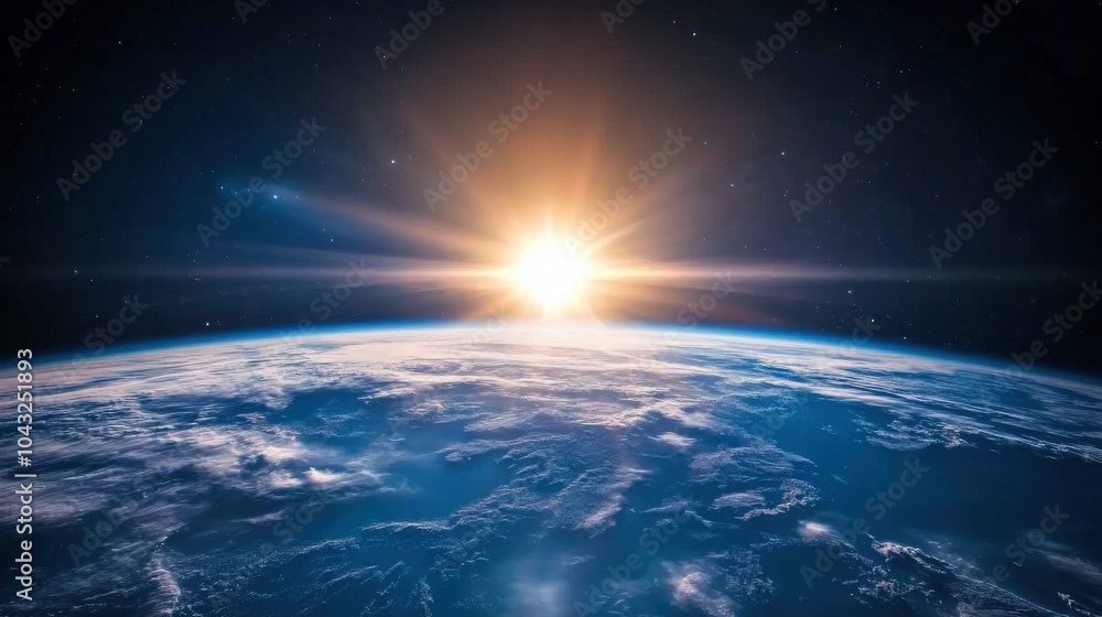 A mesmerizing scene capturing a blue sunrise over Earth as viewed from space, where the planet's surface is bathed in soft, cool tones. A mesmerizing scene capturing a blue sunrise over Earth as viewed from space, where the planet's surface is bathed in soft, cool tones.