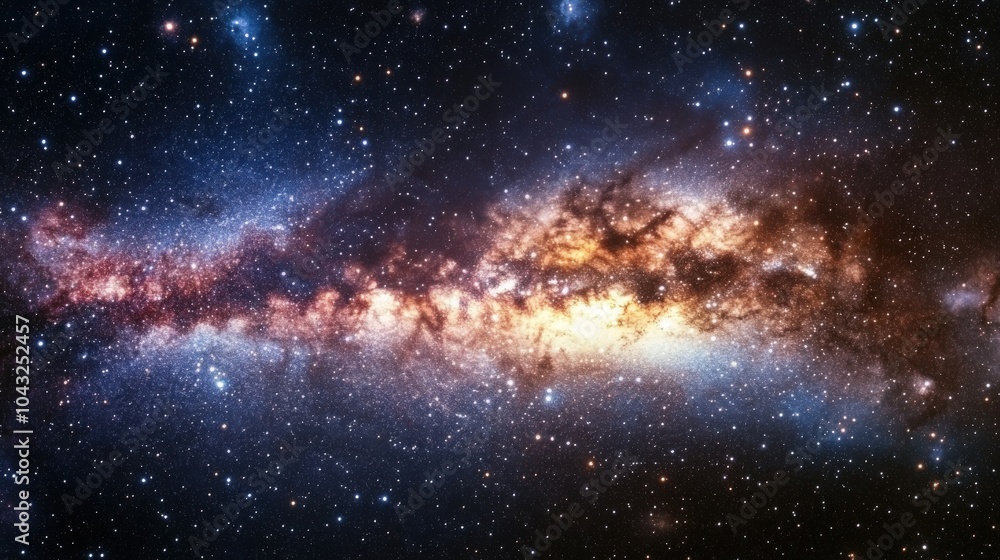 A panoramic image of the Milky Way galaxy, showcasing an intricate tapestry of stars and space dust, creating a mesmerizing view of the universe in all its splendor A panoramic image of the Milky Way galaxy, showcasing an intricate tapestry of stars and space dust, creating a mesmerizing view of the universe in all its splendor