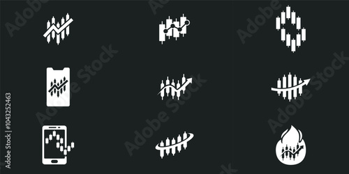 Trading candlestick logo icon template.