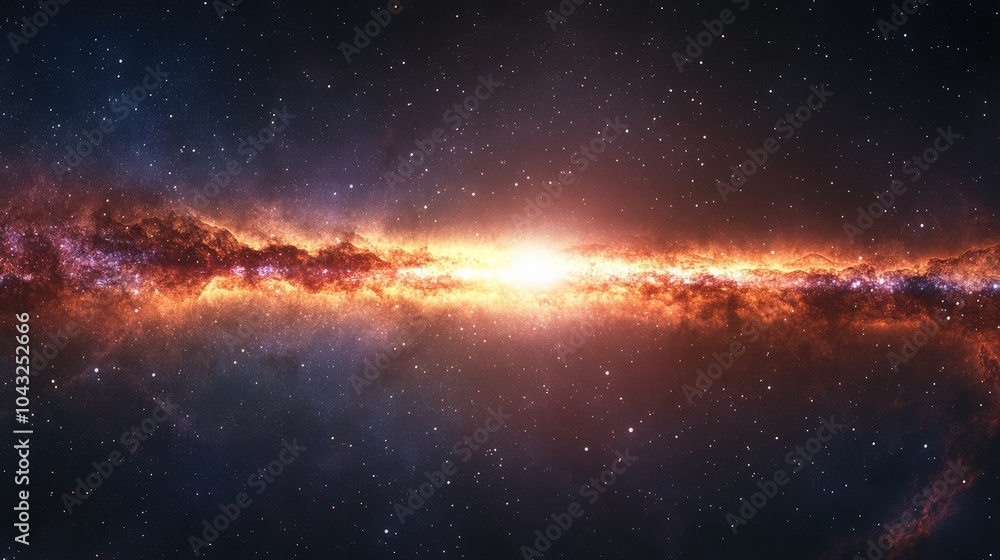 A panoramic image of the Milky Way galaxy, with stars and space dust scattered across the vast expanse of the universe, creating a peaceful and awe-inspiring cosmic scene A panoramic image of the Milky Way galaxy, with stars and space dust scattered across the vast expanse of the universe, creating a peaceful and awe-inspiring cosmic scene
