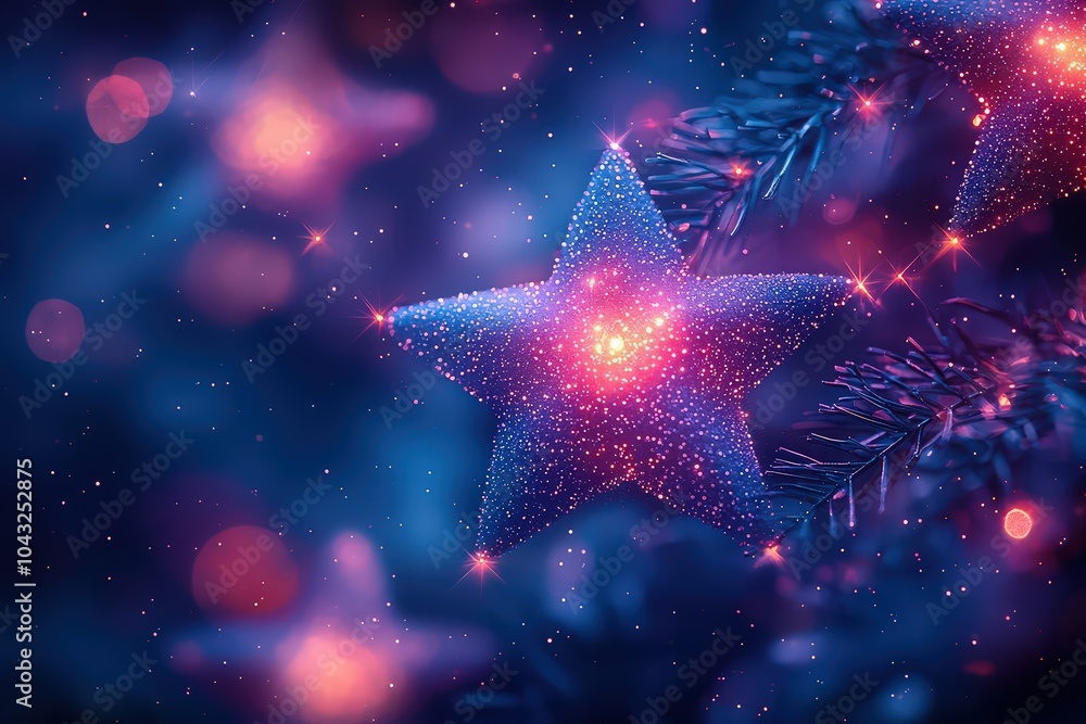 Pastel purple and blue background with stars and bokeh lights Pastel purple and blue background with stars and bokeh lights