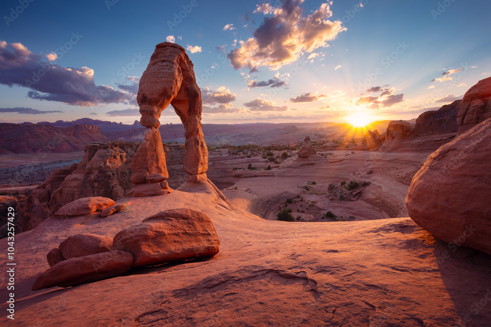 Delicate Arch, Arches National Park, Utah, USA. Landscape image of Delicate Arch, Arches National Park, Utah, USA at autumn sunset.