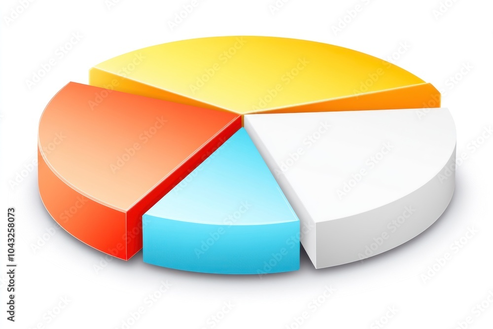 Obraz premium A colorful pie chart divided into four segments, representing data visualization.