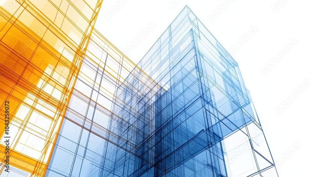 Glowing blue circuit-like schematic design, illustrating the intersection of technology and architecture in futuristic structural planning Glowing blue circuit-like schematic design, illustrating the intersection of technology and architecture in futuristic structural planning