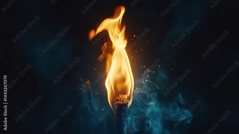 Burning torch with flame and smoke effects Burning torch with flame and smoke effects