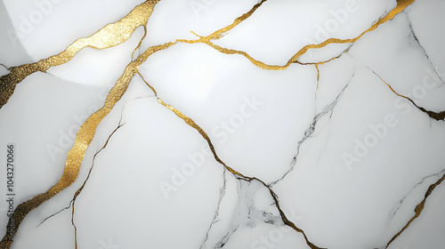 White Marble Background with Gold Veins