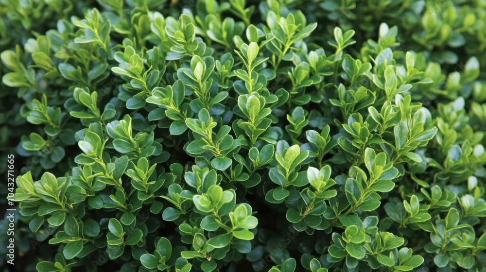 Obraz premium Fresh Green Boxwood Hedge Texture Close-Up