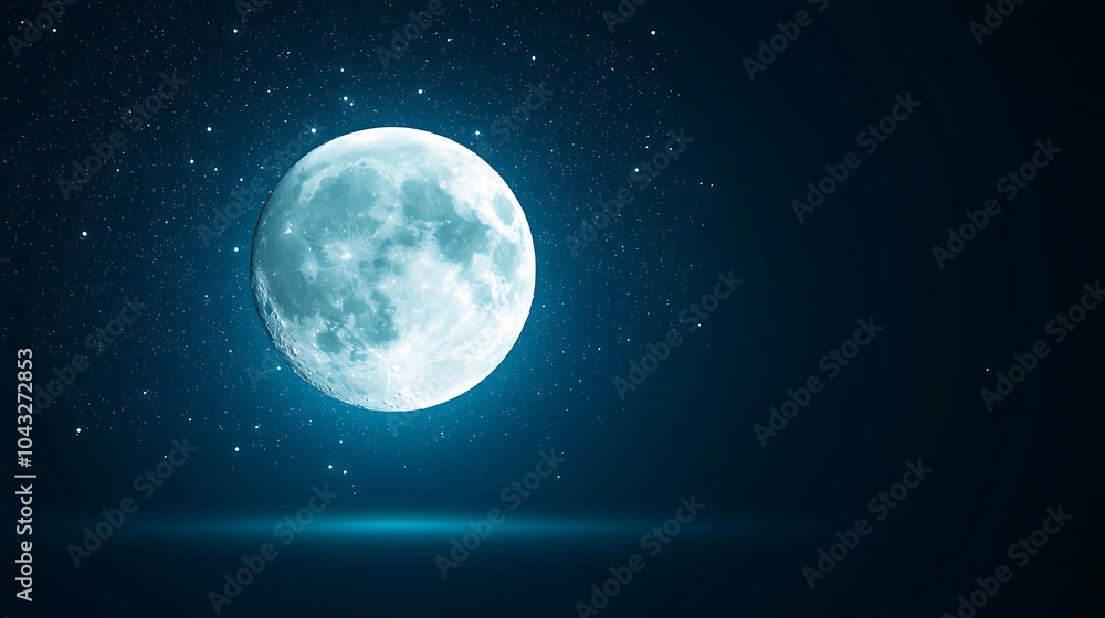 Fototapeta premium A full moon with a halo effect in a clear night sky symbolizing the divine presence on Sharad Purnima