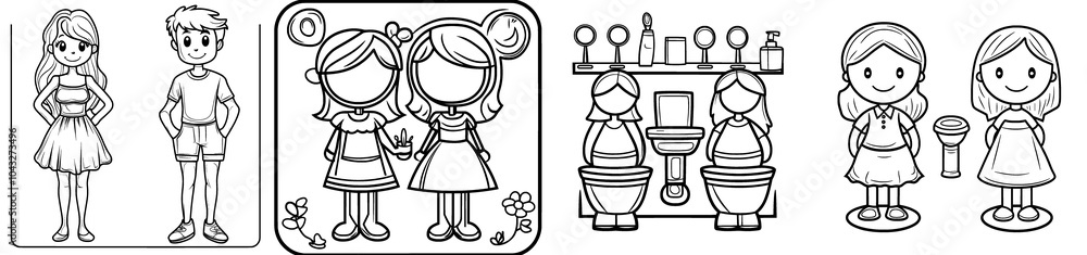 This flat icon is for apps or websites. It shows a person and woman in the bath. There are many icons in this collection that can be used for homes, public shopping malls, or anything else that needs This flat icon is for apps or websites. It shows a person and woman in the bath. There are many icons in this collection that can be used for homes, public shopping malls, or anything else that needs