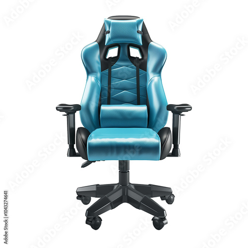 Blue Gaming Chair, isolated, transparent background, png