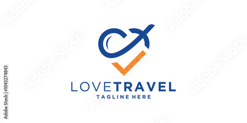 logo design love and plane, flight, holiday, travel, tour, heart, logo design icon, symbol, vector, idea, creative.