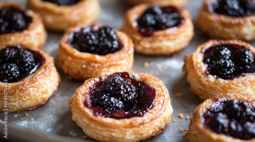 Fresh Blackberry Pastry Delights on a Plate Fresh Blackberry Pastry Delights on a Plate