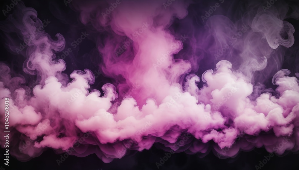Fototapeta premium Whimsical patterns of pink and purple clouds swirl together in a mystical display, capturing the essence of a surreal dreamscape at twilight