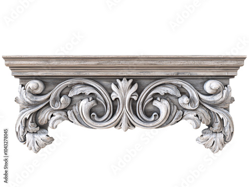 a white ornate wood carving photo